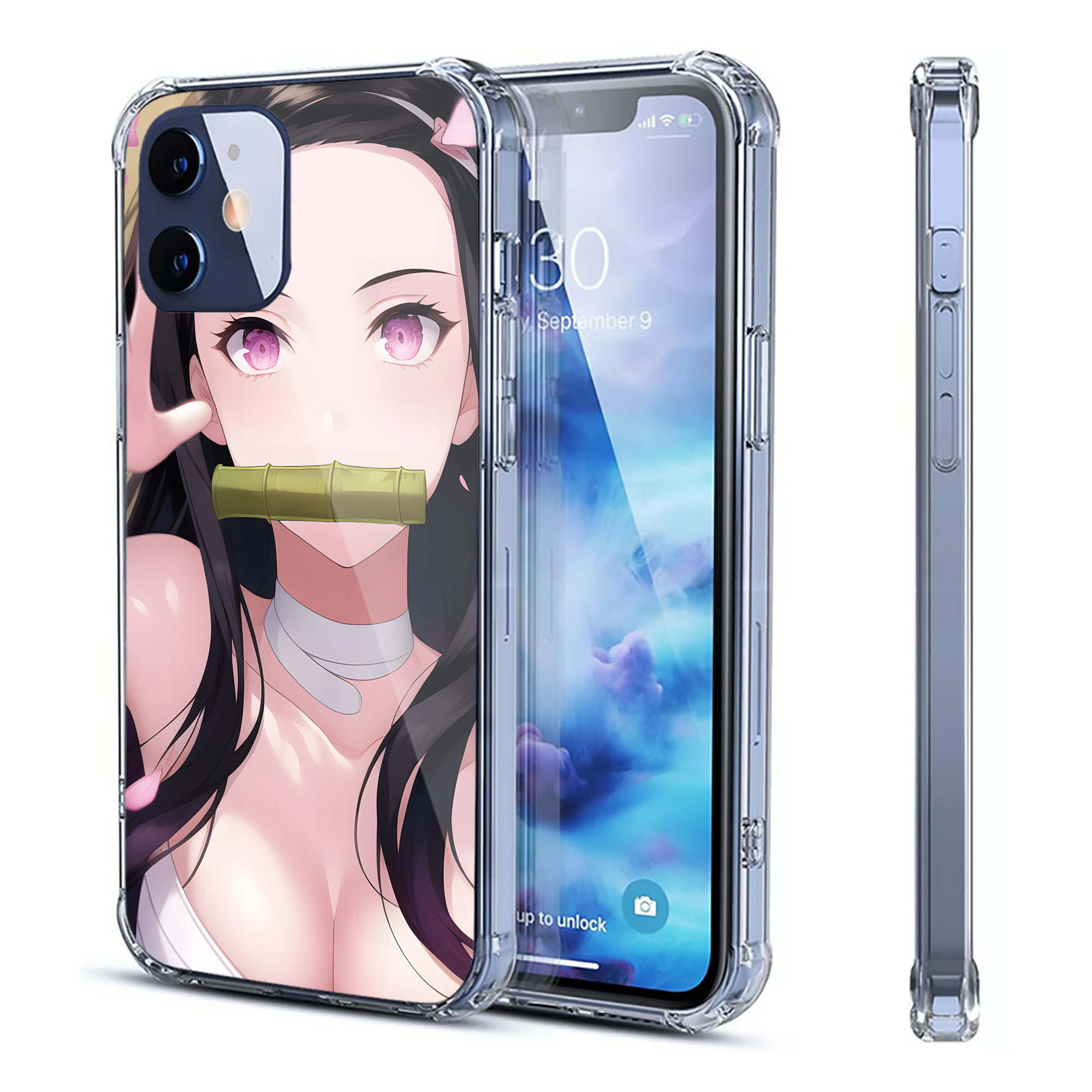 （画像用） 鬼滅の刃（きめつのやいば）竈門 禰󠄀豆子／かまど ねずこ Kamado Nezuko 【iPhone 12シリーズ対応】透明スマホケース（クリアソフトケース）